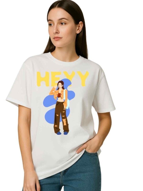 Casual “HEYY” Graphic Printed T-Shirt